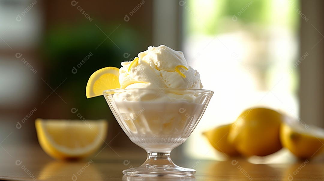 Sorvete saboroso sobre uma mesa de sorveteria