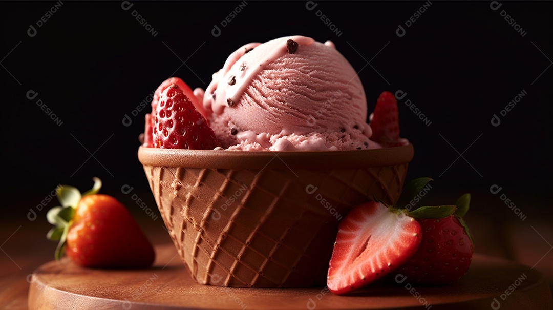 Sorvete saboroso sobre uma mesa de sorveteria