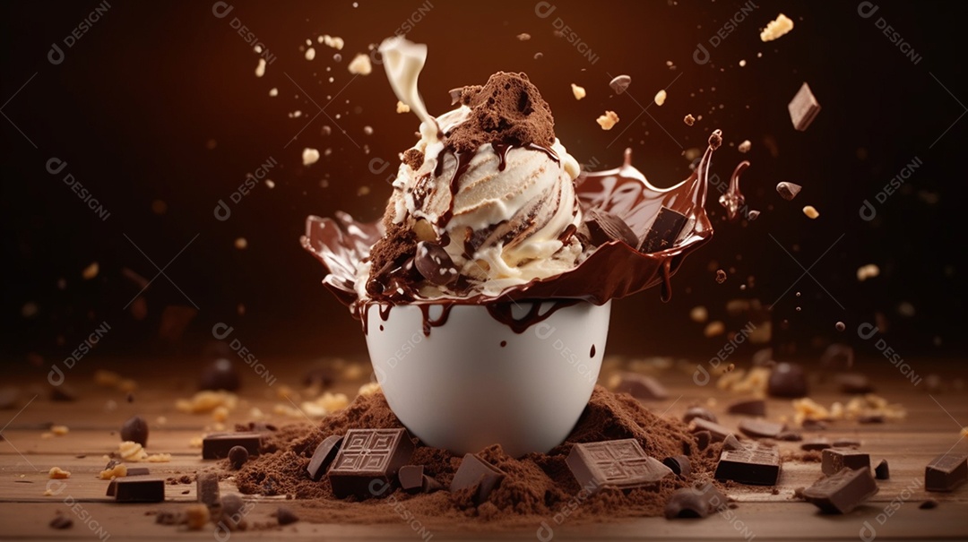 Sorvete saboroso sobre uma mesa de sorveteria