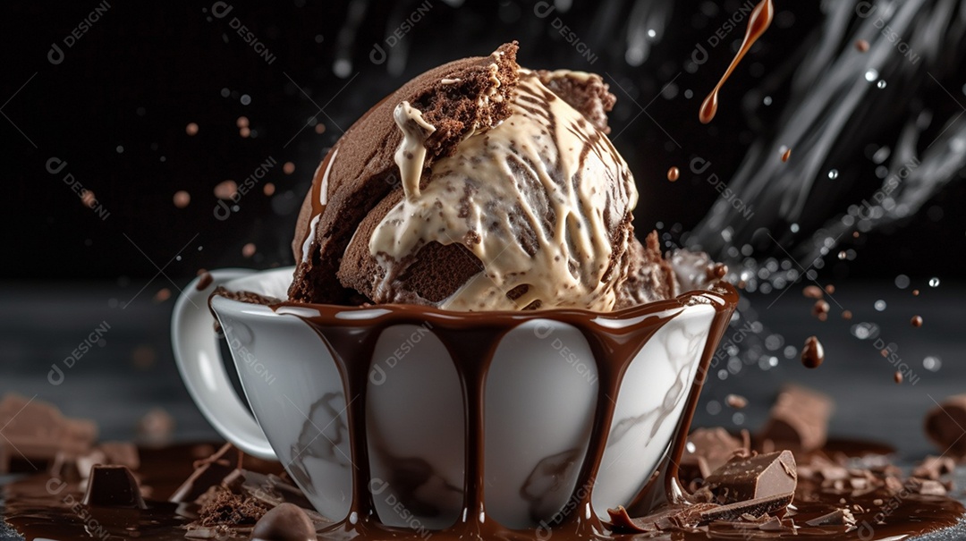 Sorvete saboroso sobre uma mesa de sorveteria