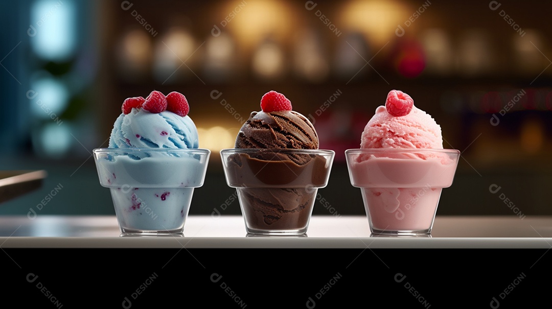 Copos de sorvete sobre fundo isolado