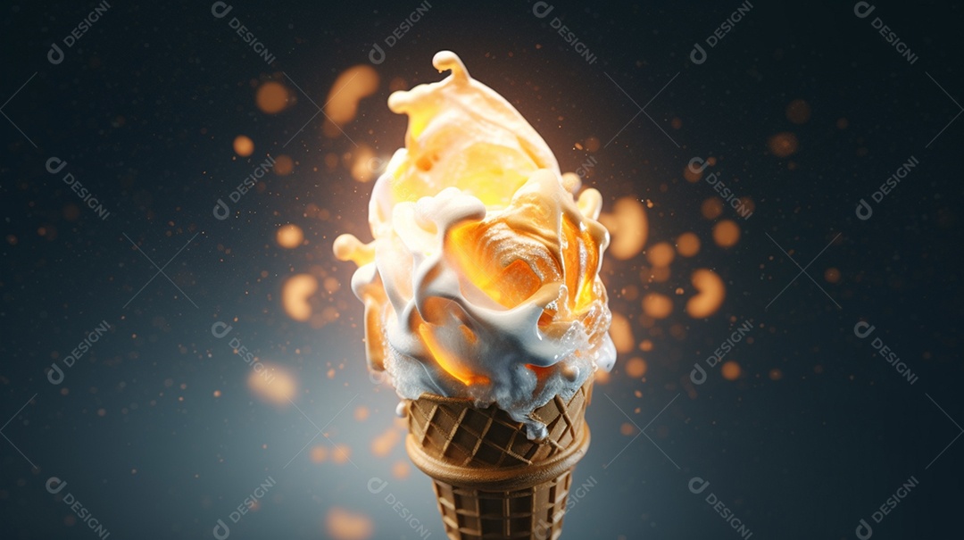 Casquinha sorvete sobre fundo isolado