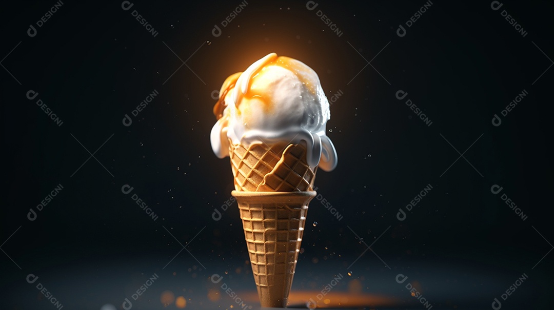 Casquinha sorvete sobre fundo isolado