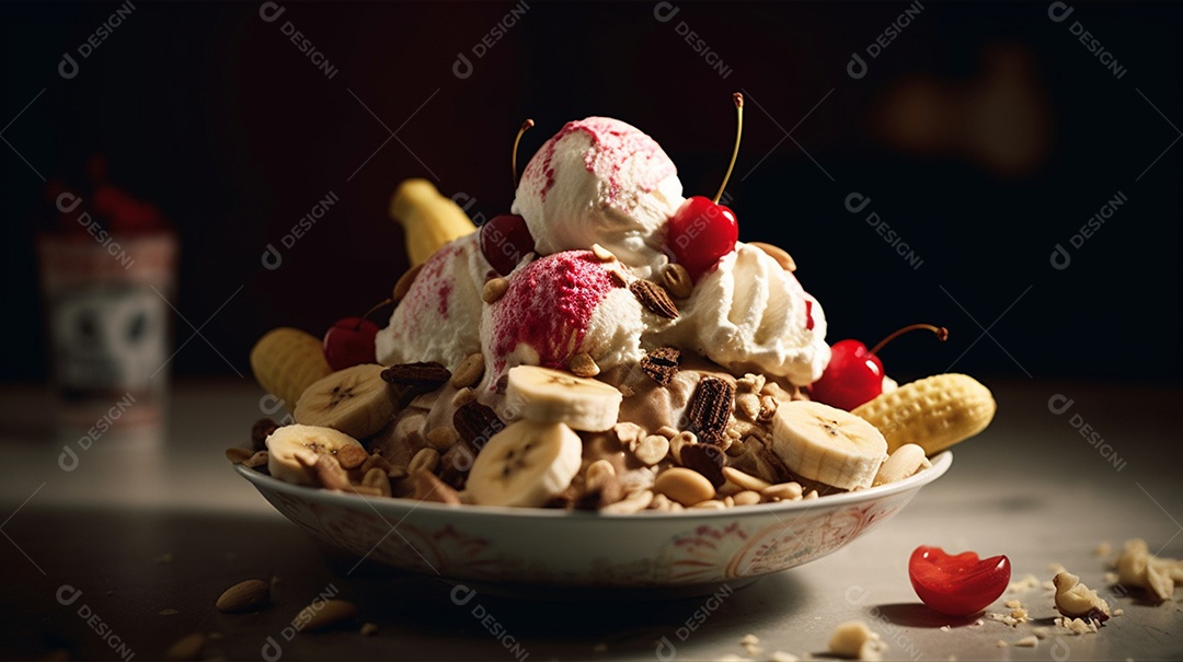 Sorvete saboroso sobre uma mesa