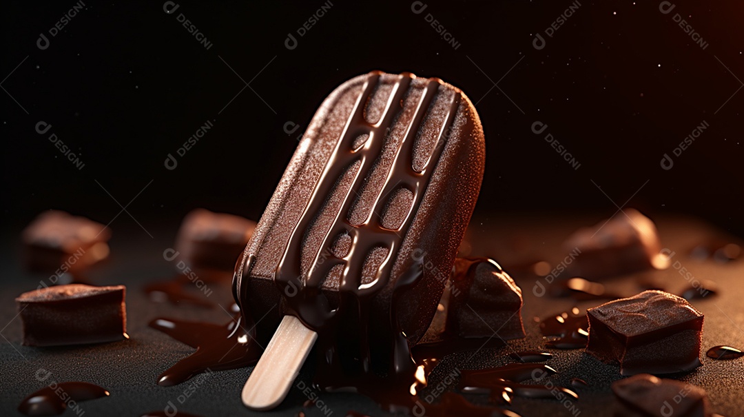 Picolé saboroso derretendo sobre fundo isolado