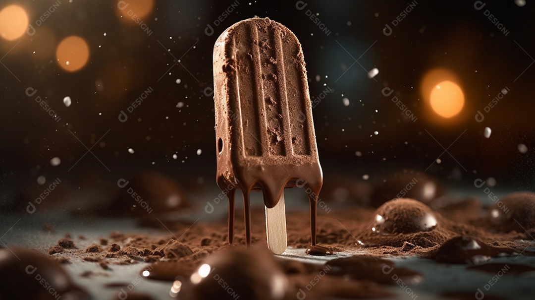 Picolé saboroso derretendo sobre fundo isolado