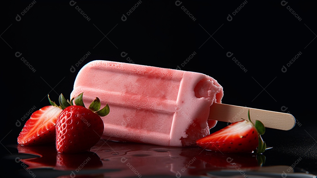 Picolé saboroso derretendo sobre fundo isolado