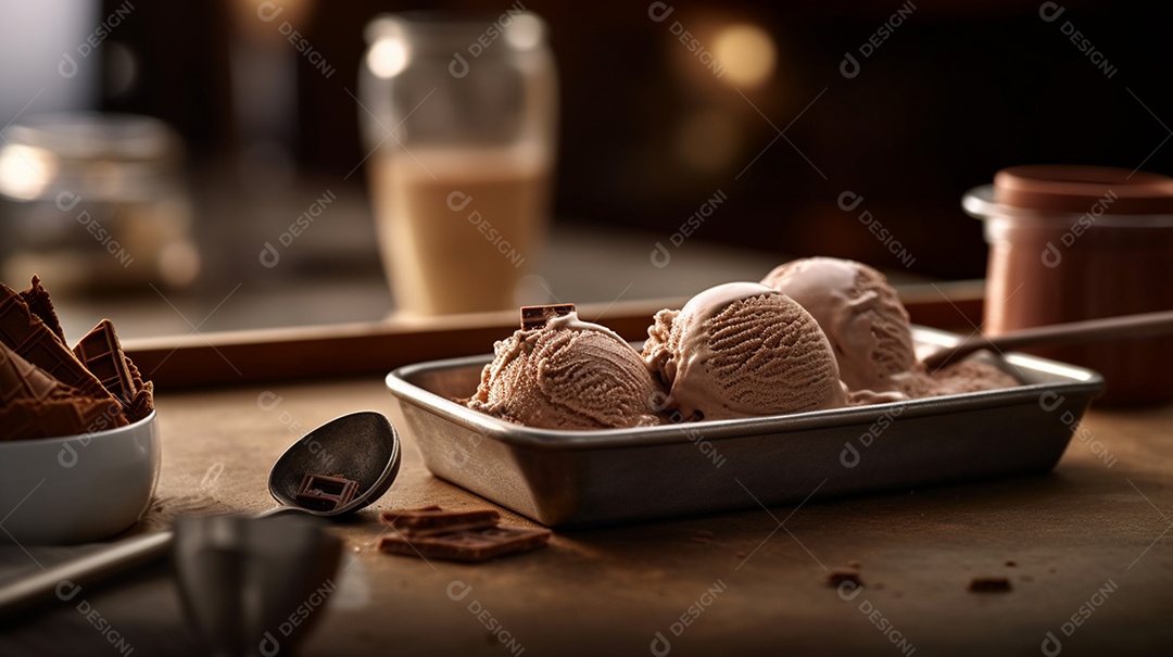 Sorvete saboroso sobre uma mesa