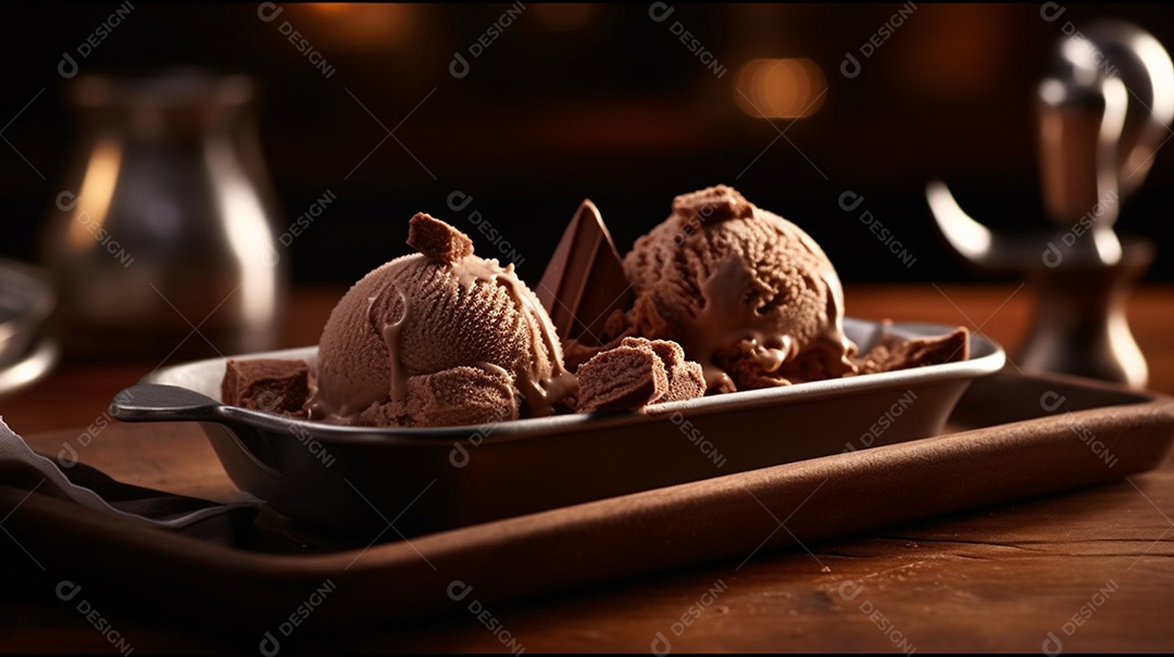 Sorvete saboroso sobre uma mesa