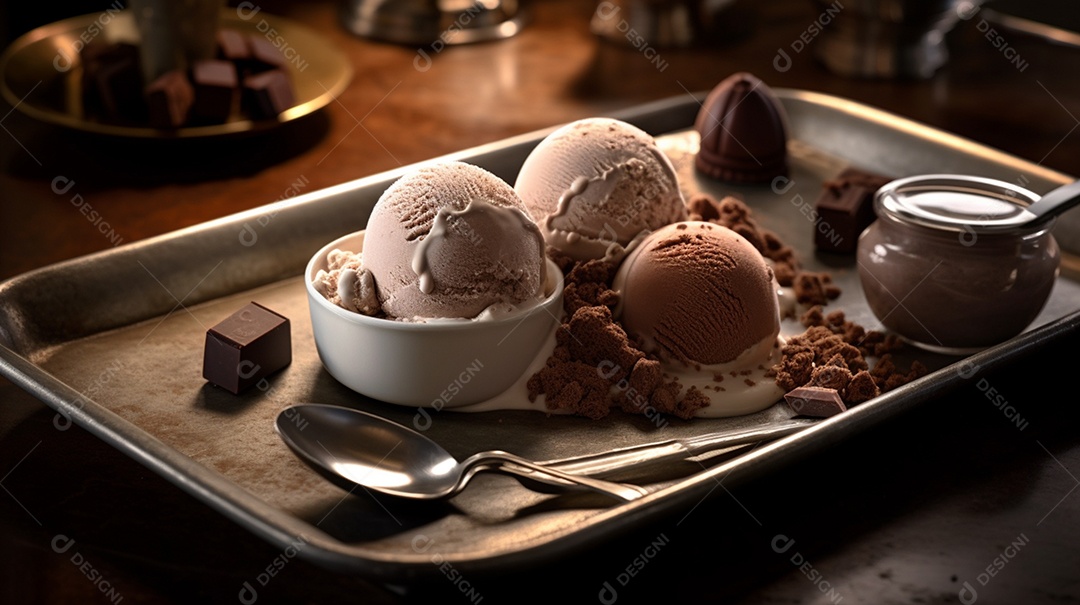 Sorvete saboroso sobre uma mesa