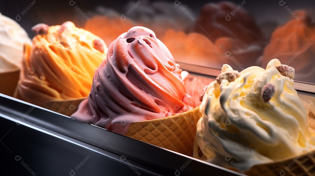 Sorvete saboroso sobre uma mesa