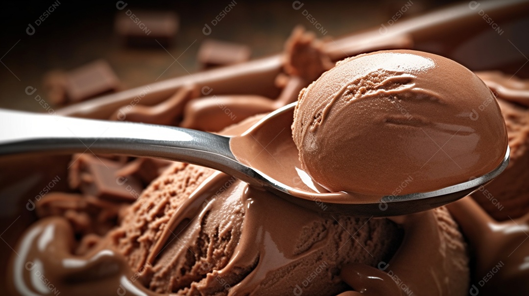 Sorvete saboroso de chocolate