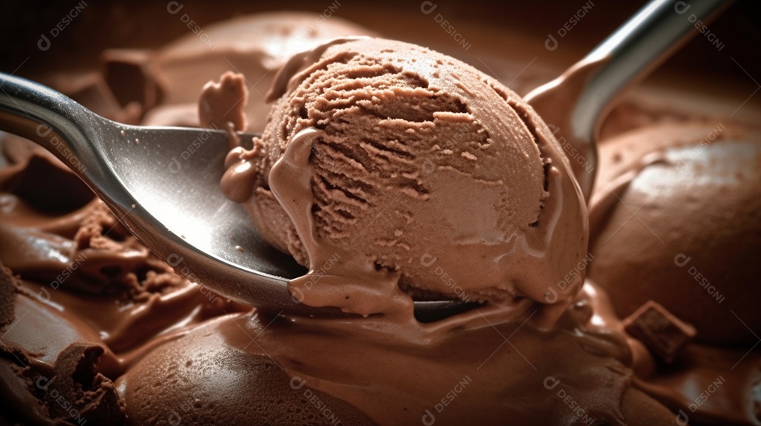 Sorvete saboroso de chocolate