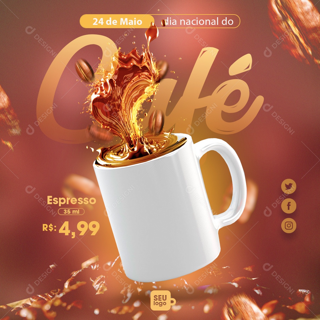 Social Media 24 De Maio Dia Nacional Do Café PSD Editavel