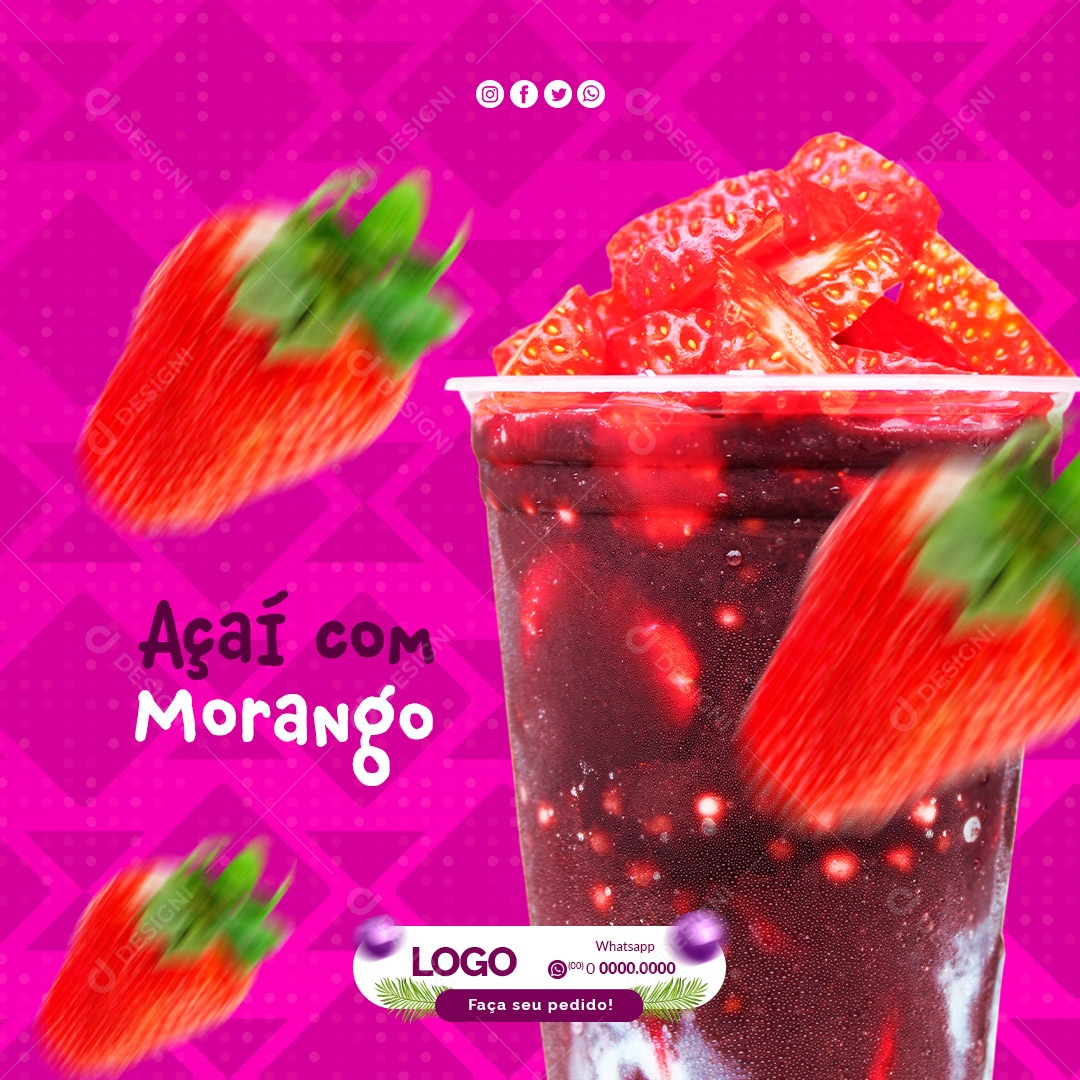 Açaí Com Morango Açaiteria Social Media PSD Editável
