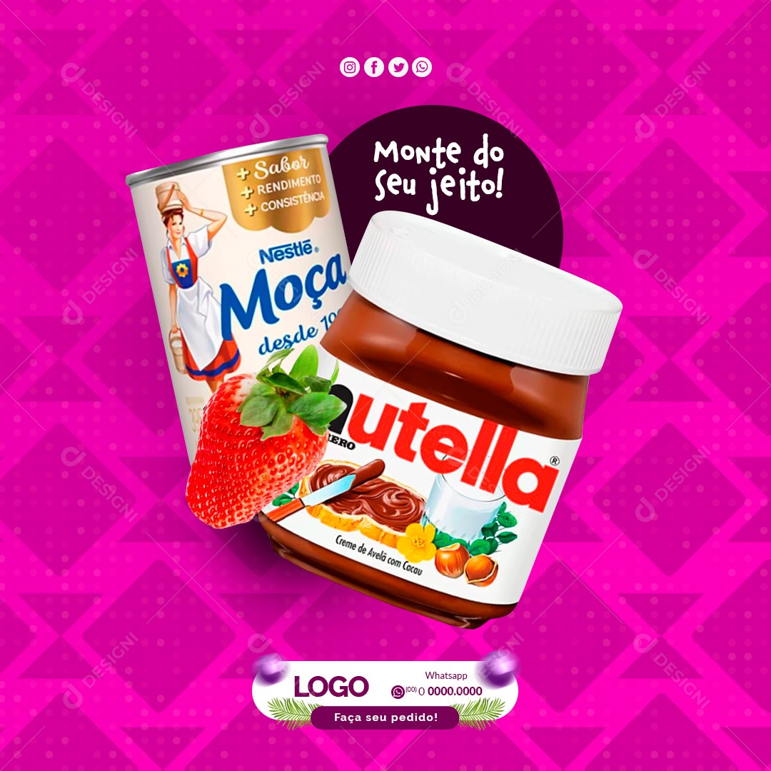 Monte do Seu Jeito! Açaiteria Social Media PSD Editável