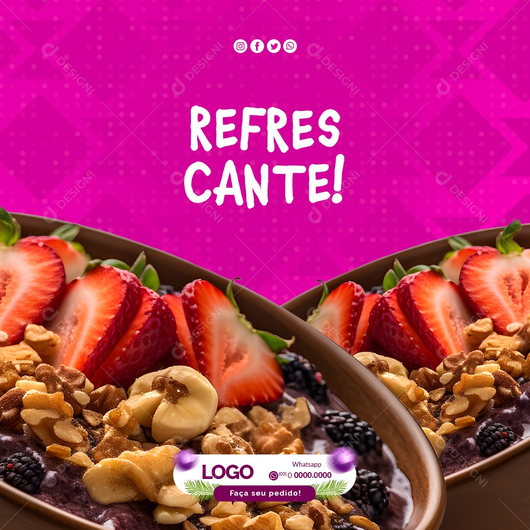 Refrescante! Açaí Açaiteria Social Media PSD Editável