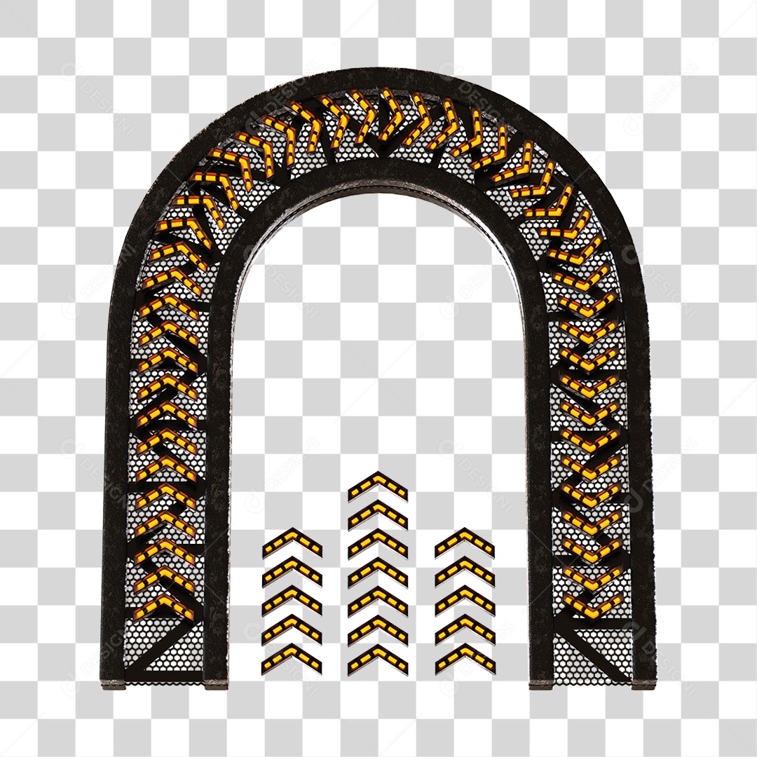 Painel Com Arco De Metal Com Neon Elemento 3D PNG Transparente