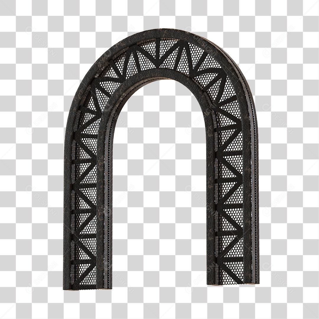 Arco De Metal Preto Com Elemento 3D PNG Transparente