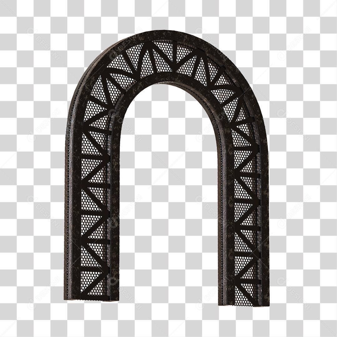 Arco De Metal Preto Com Elemento 3D PNG Transparente