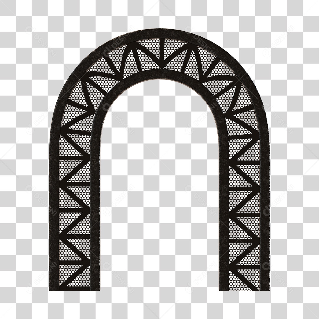 Arco De Metal Preto Com Elemento 3D PNG Transparente
