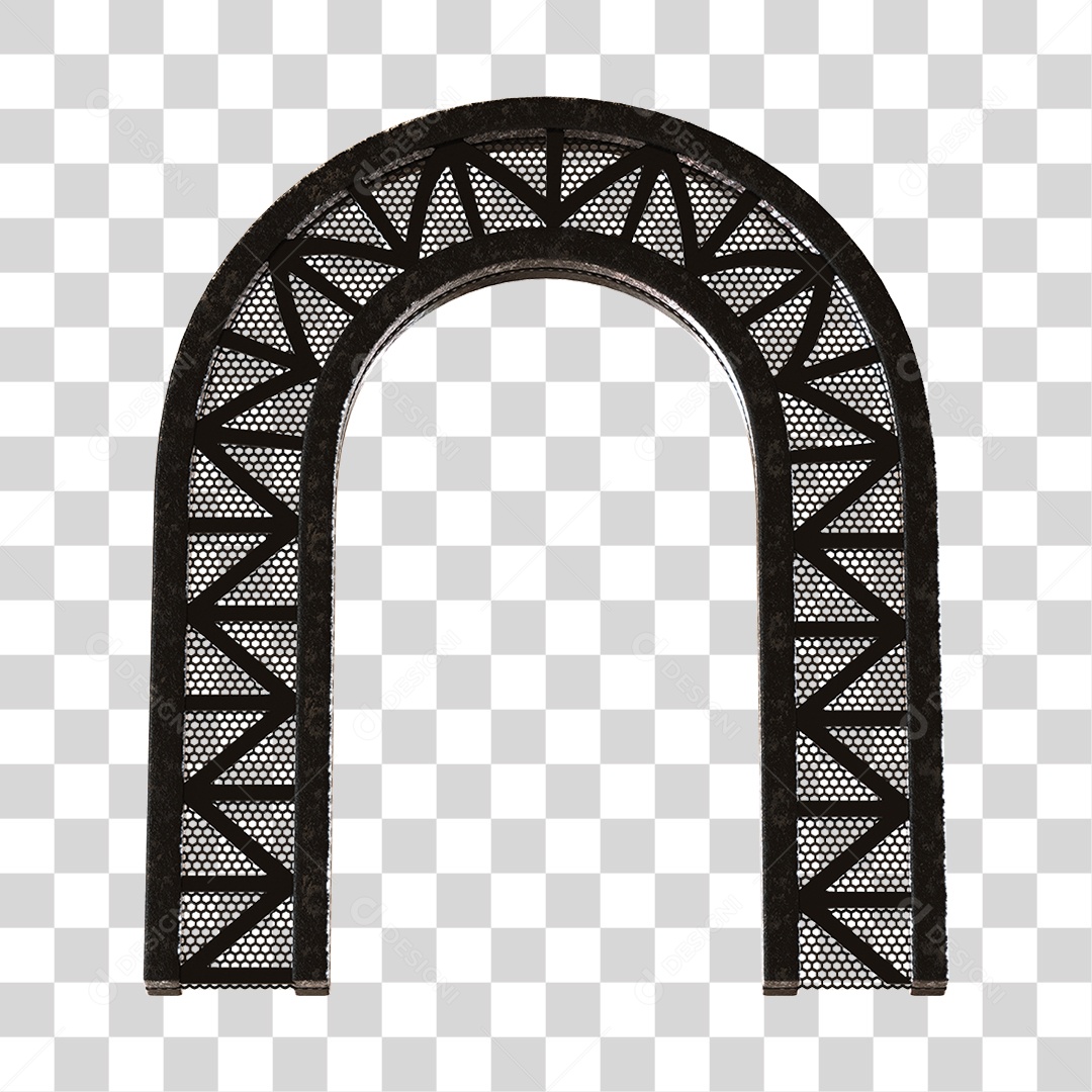 Arco De Metal Preto Com Elemento 3D PNG Transparente