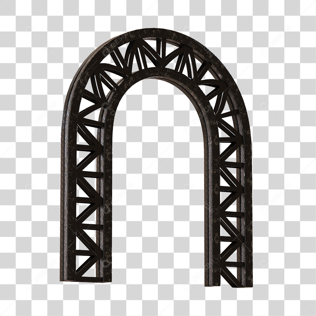 Arco De Metal Preto Com Elemento 3D PNG Transparente