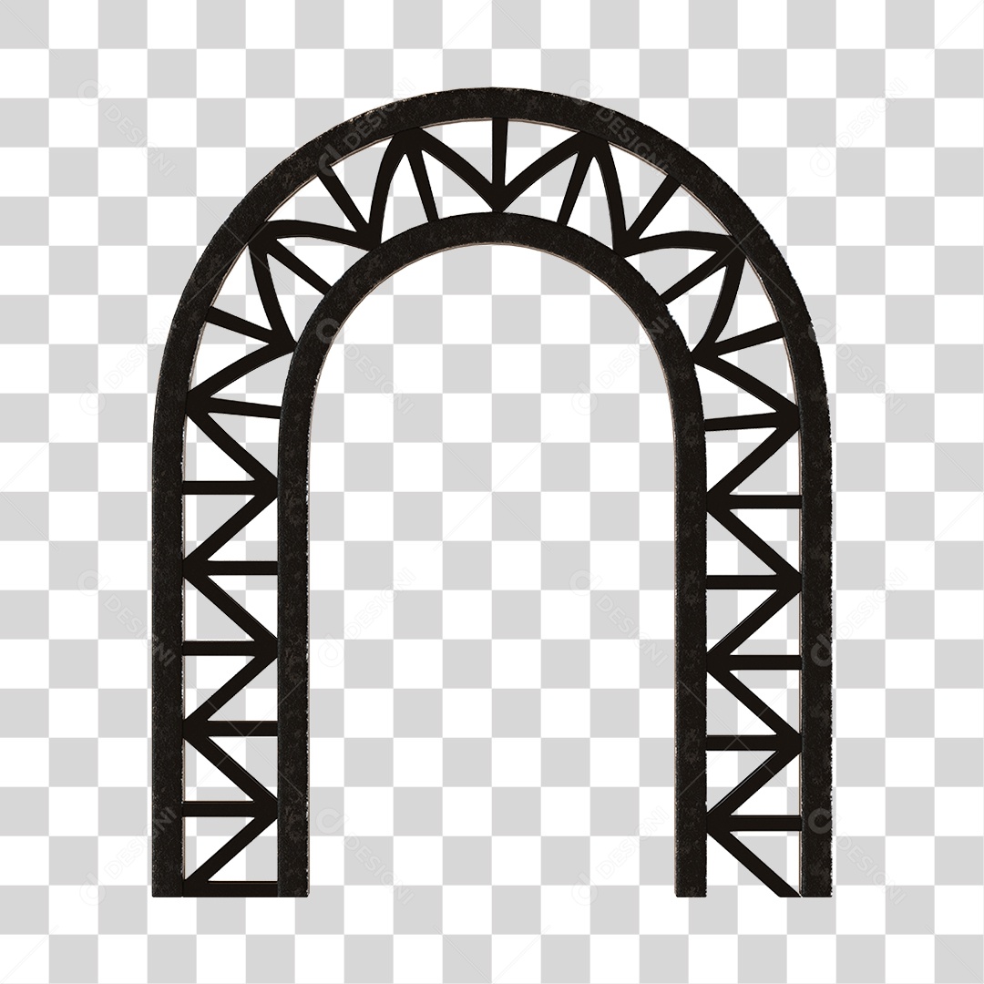 Arco De Metal Preto Com Elemento 3D PNG Transparente