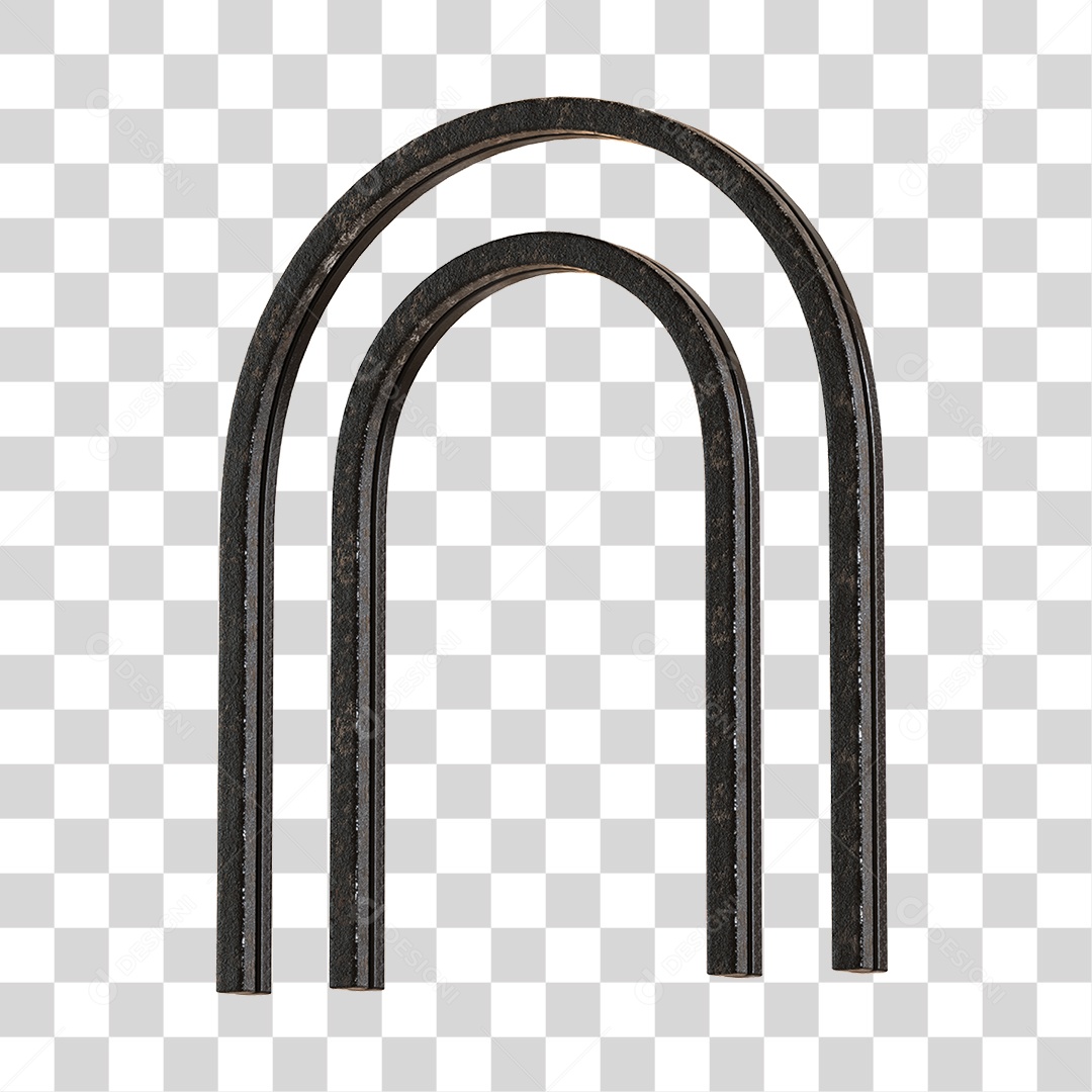Arco De Metal Preto Com Elemento 3D PNG Transparente