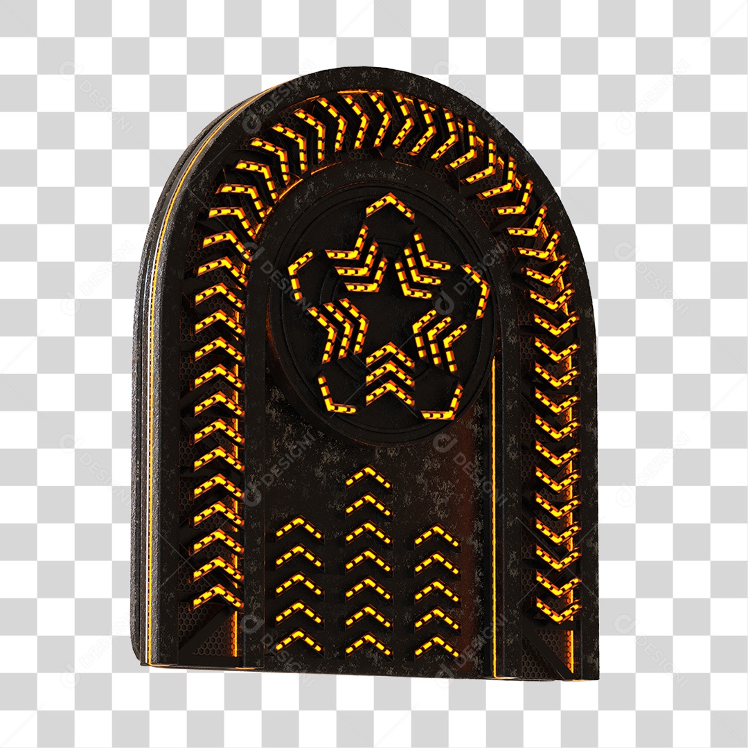 Painel Com Arco De Metal Com Neon Elemento 3D PNG Transparente