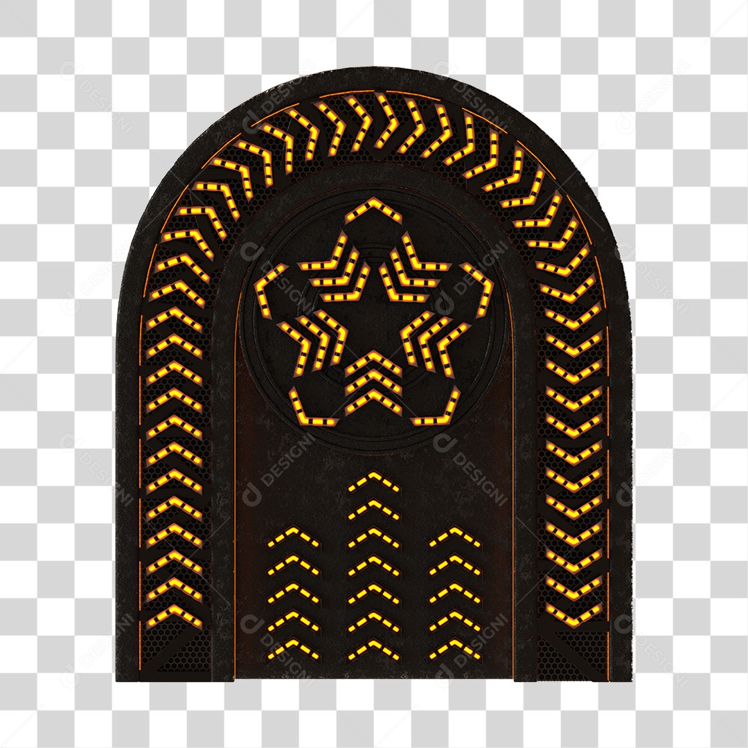 Painel Com Arco De Metal Com Neon Elemento 3D PNG Transparente