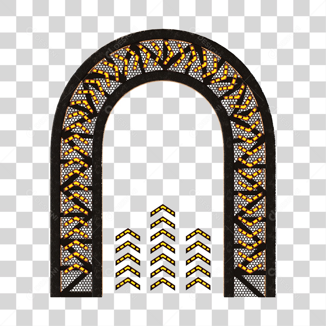 Arco De Metal Com Neon Elemento 3D PNG Transparente