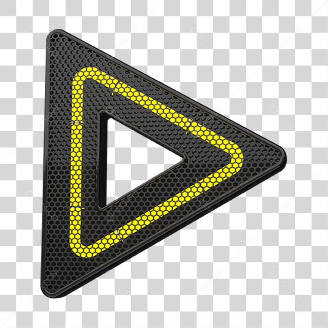 Placa De Metal Com Forma De Triângulo Preto e Amarelo Elemento 3D PNG Transparente