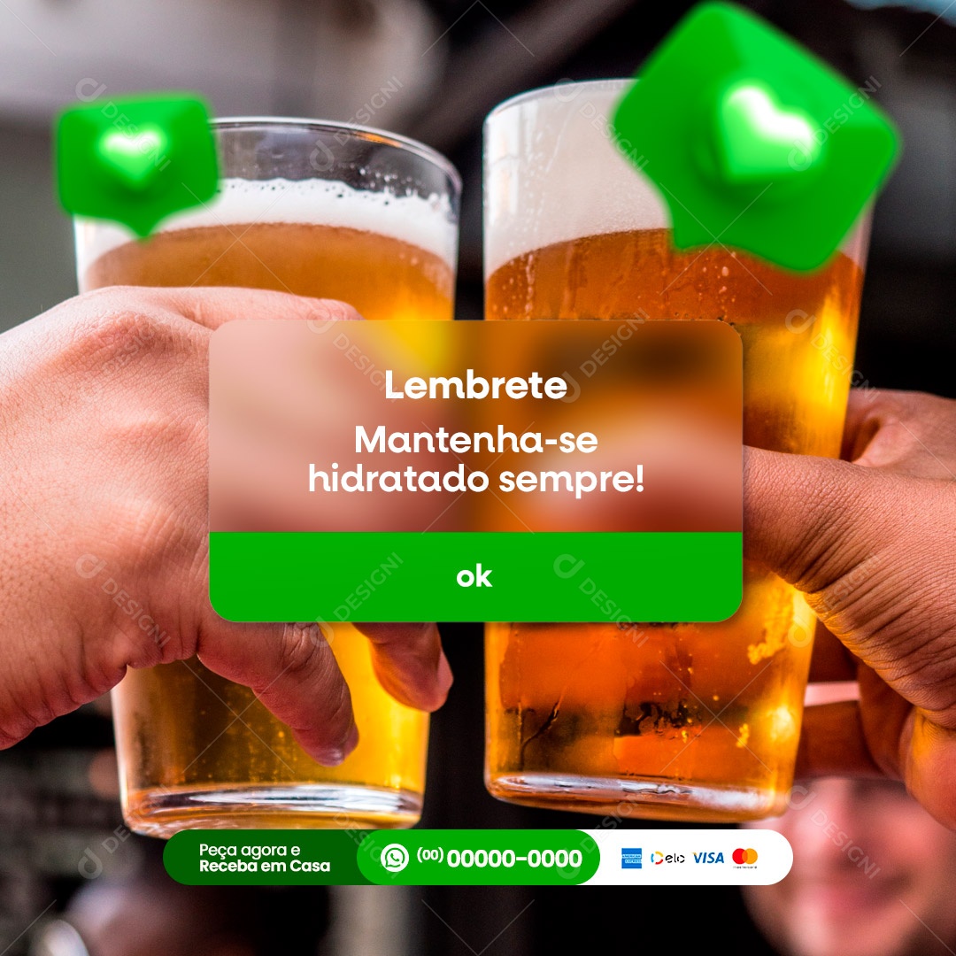 Lembrete Happy Hour Cervejaria Social Media PSD Editável