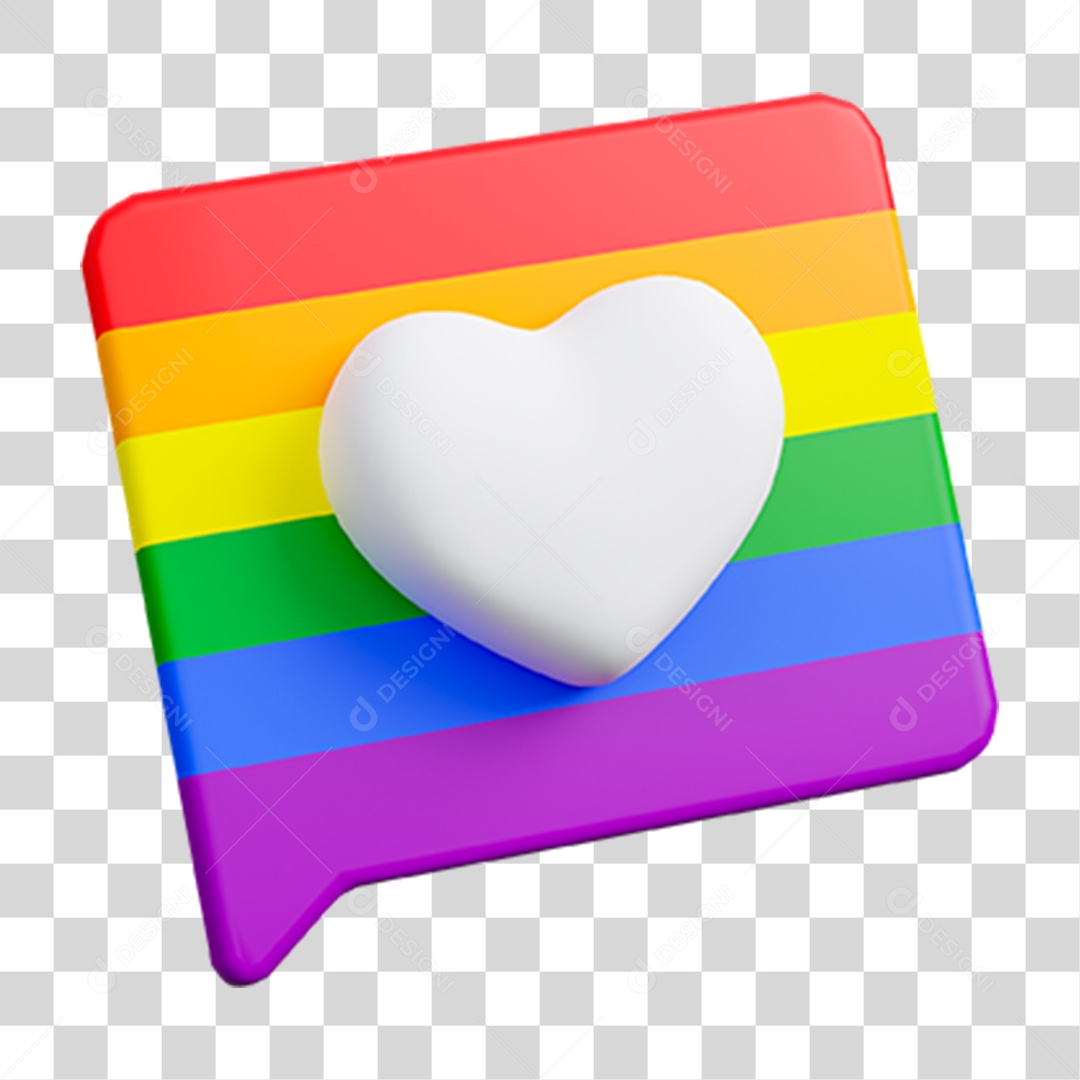 Elemento 3D Bandeira Lgbt para Composição PNG Transparente