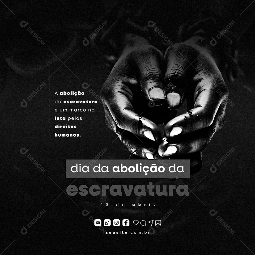 Dia da Abolição da Escravatura 13 De Maio Social Media PSD Editável