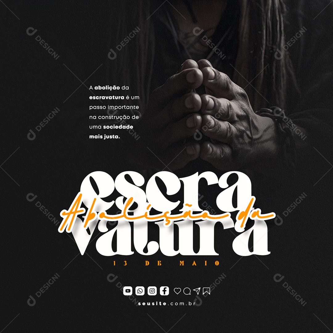 Dia da Abolição da Escravatura 13 De Maio Social Media PSD Editável