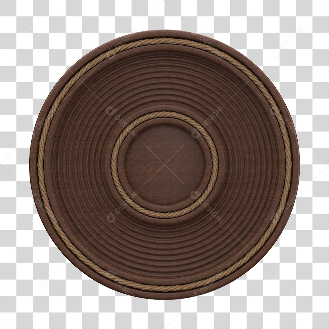 Round Wooden Panel Transparent 3D PNG Element