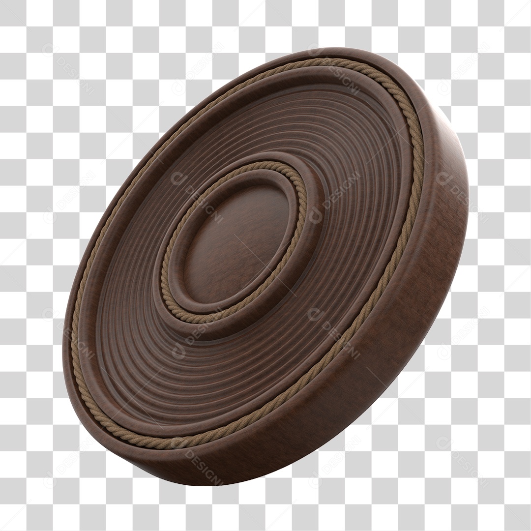 Round Wooden Panel Transparent 3D PNG Element