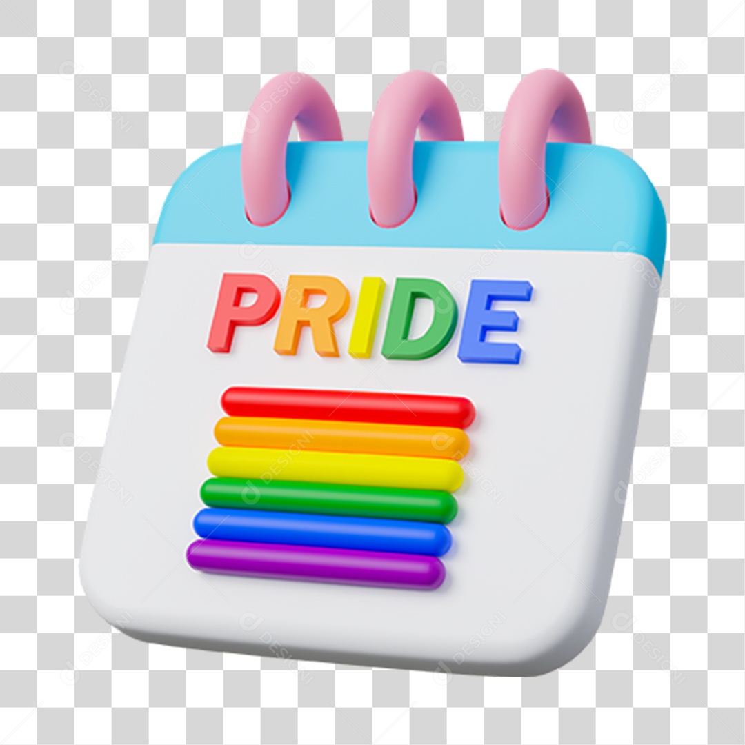Elemento 3D Calendário Pride PNG Transparente