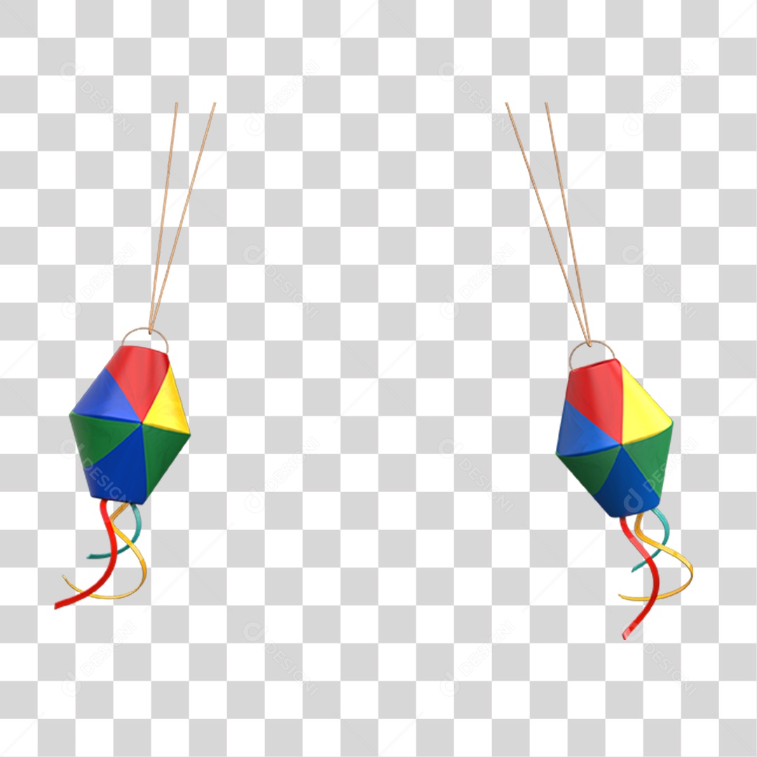 Balões De São João Elemento 3D Para Composição PNG Transparente