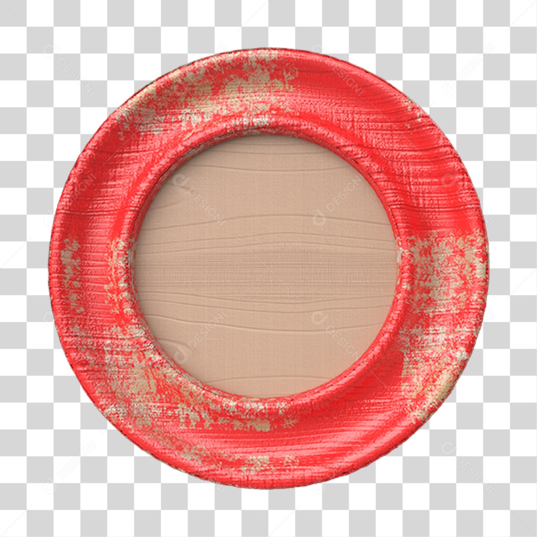 Painel Redondo Vermelho Elemento 3D De São João Para Composição PNG Transparente