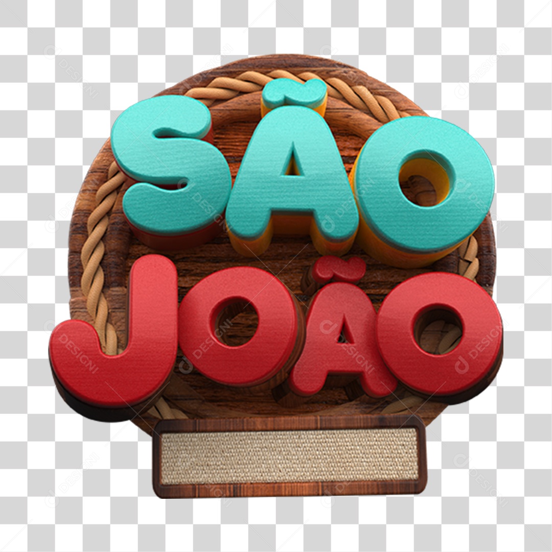 São João Selo 3D Para Composição PNG Transparente