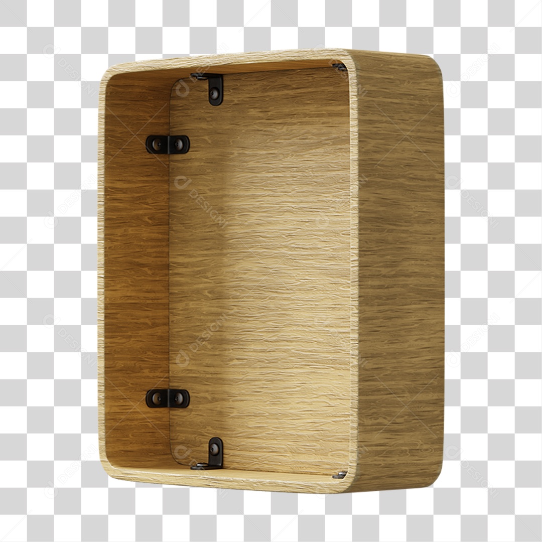 Caixa De Madeira Elemento 3D Para Composição PNG Transparente