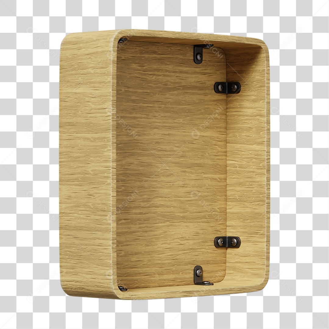 Wooden Box 3D Element For Transparent PNG Composition