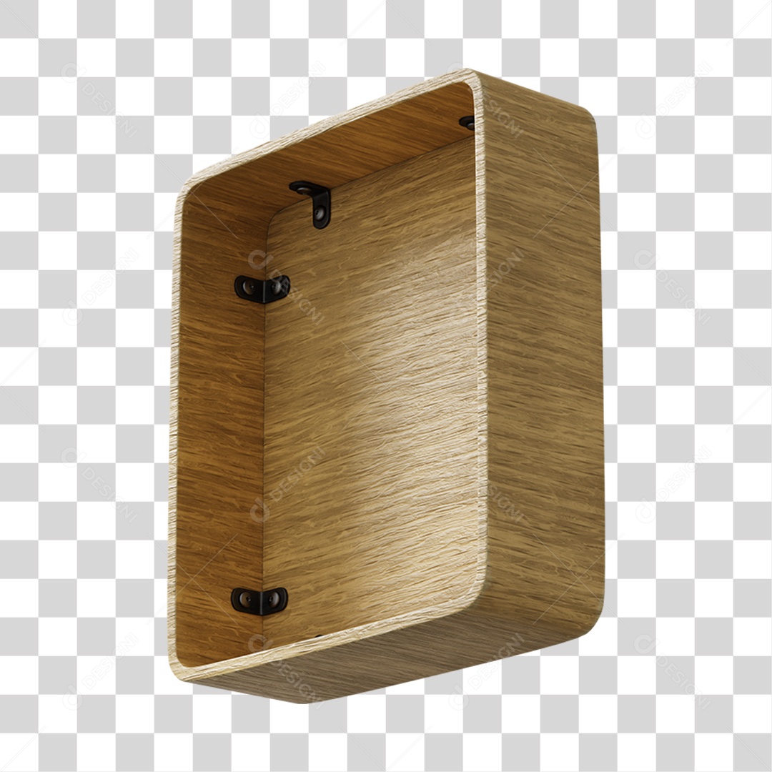 Caixa De Madeira Elemento 3D Para Composição PNG Transparente