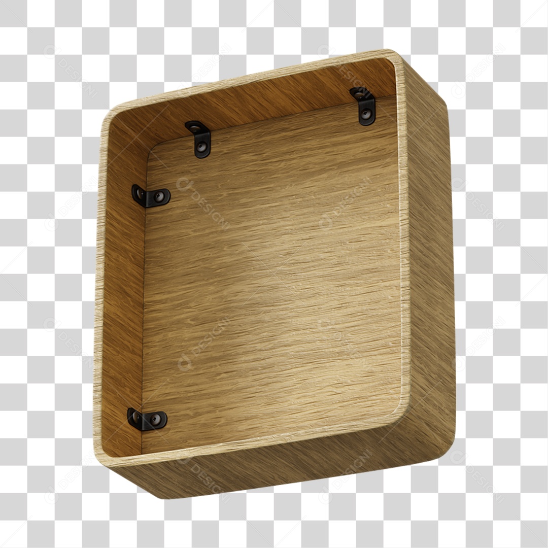 Caixa De Madeira Elemento 3D Para Composição PNG Transparente
