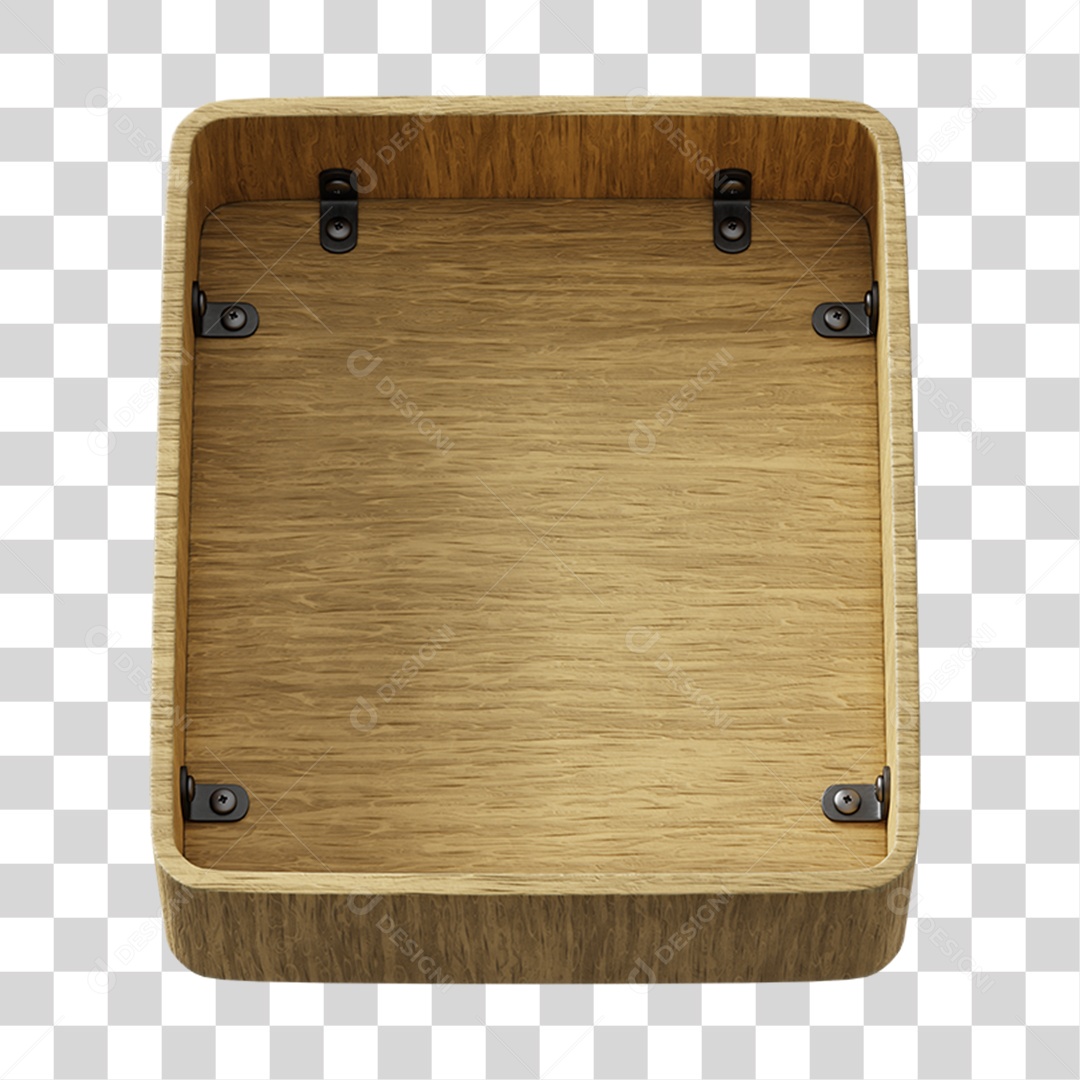 Caixa De Madeira Elemento 3D Para Composição PNG Transparente