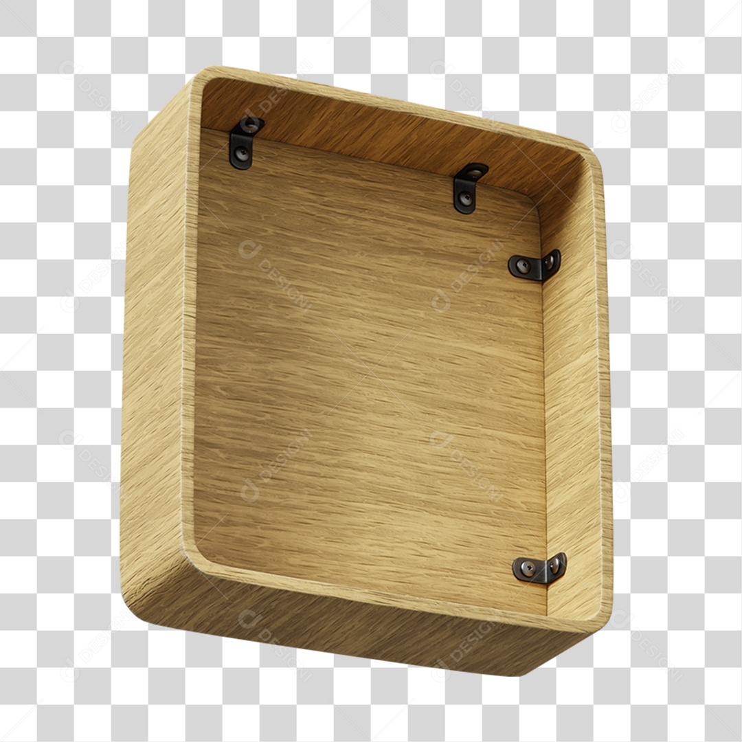 Caixa De Madeira Elemento 3D Para Composição PNG Transparente
