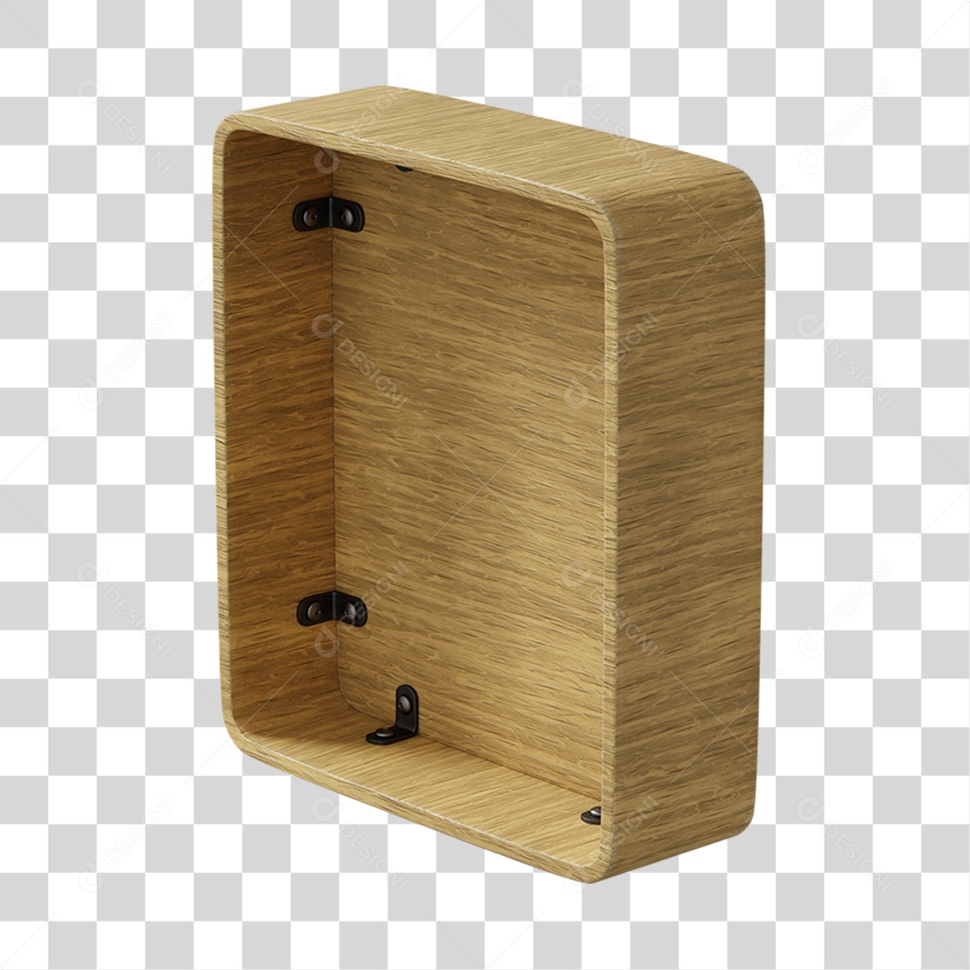 Caixa De Madeira Elemento 3D Para Composição PNG Transparente